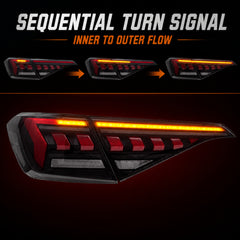 2022-2026 Honda Civic 11th Gen Sedan Sequential LED Tail Lights — smoked red arrow function - T-CIV11-AR-SR