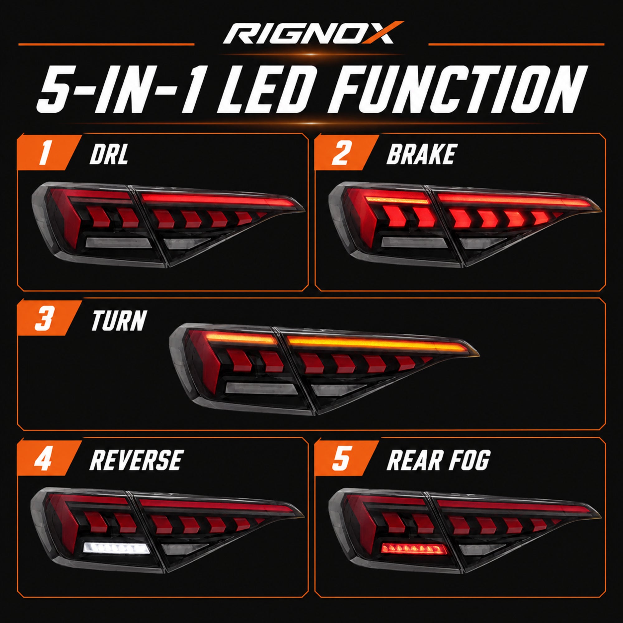 2022-2026 Honda Civic 11th Gen Sedan Sequential LED Tail Lights — smoked red arrow function - T-CIV11-AR-SR