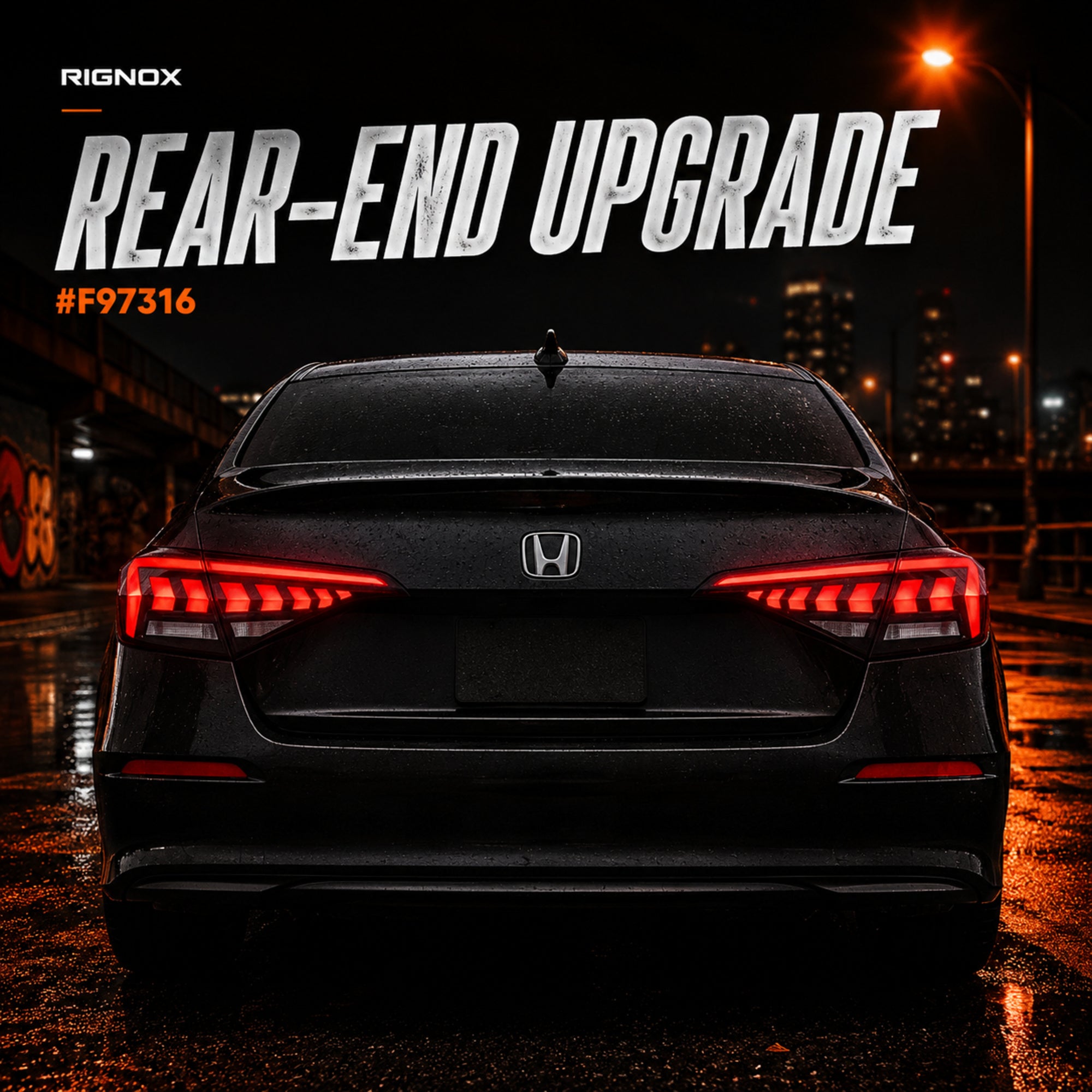 2022-2026 Honda Civic 11th Gen Sedan Sequential LED Tail Lights — smoked red arrow scene - T-CIV11-AR-SR