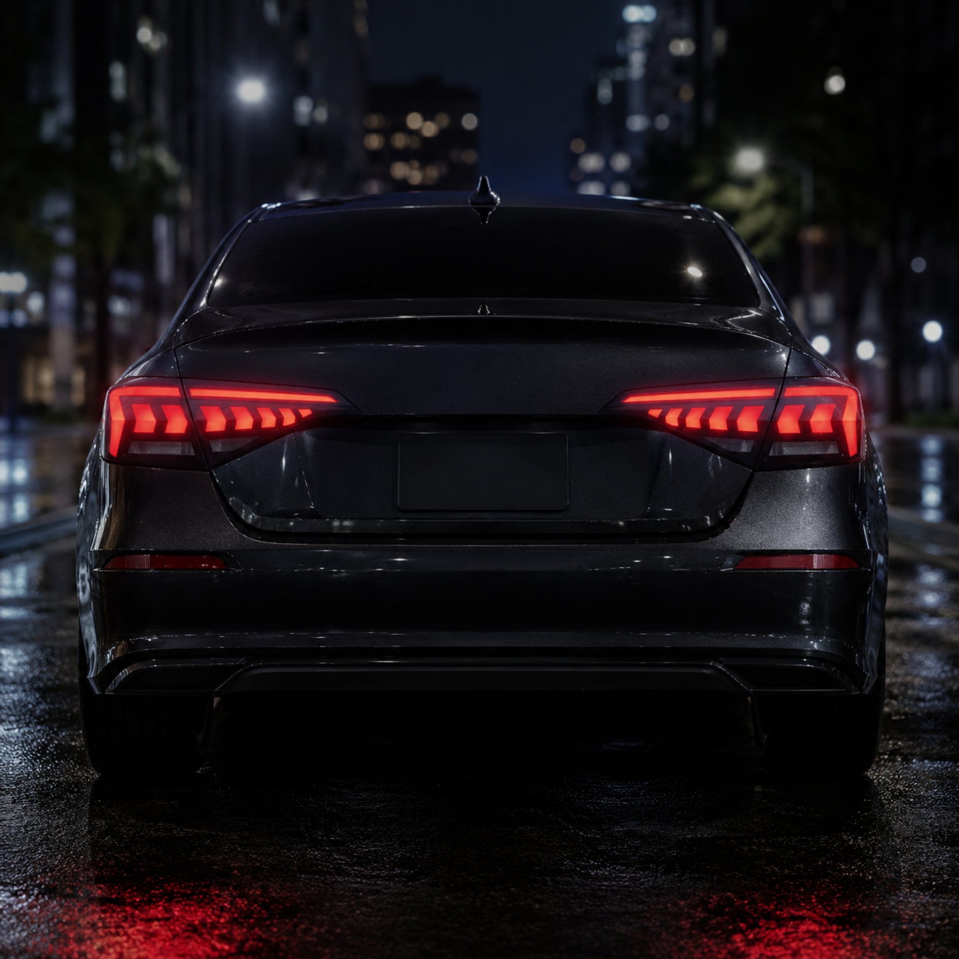 2022-2026 Honda Civic 11th Gen Sedan Sequential LED Tail Lights — smoked red arrow scene - T-CIV11-AR-SR
