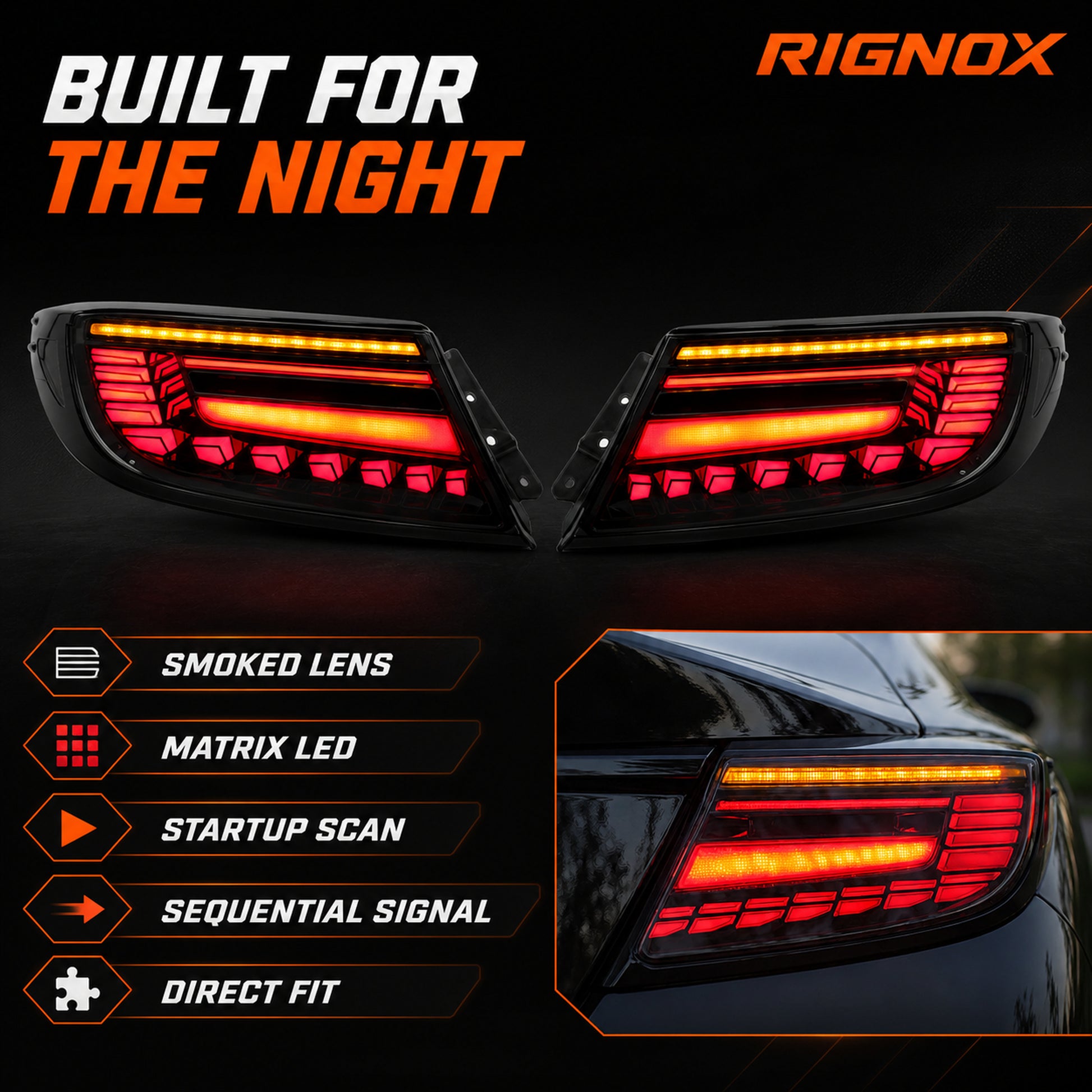2022-2026 Toyota GR86 / Subaru BRZ Sequential LED Tail Lights — smoked red halo feature summary - T-GR86-SR