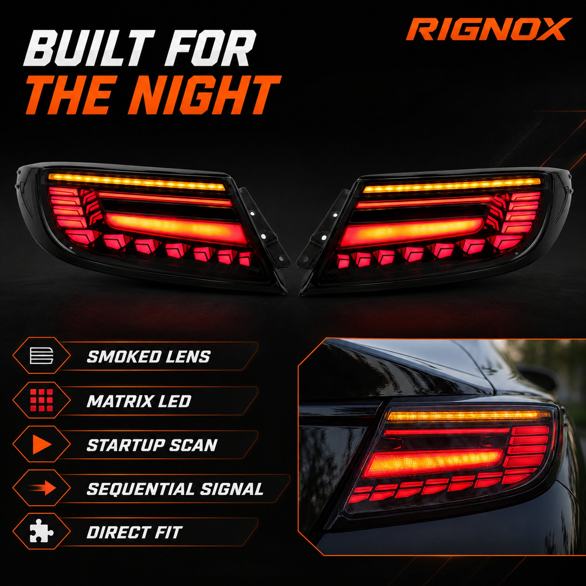 2022-2026 Toyota GR86 / Subaru BRZ Sequential LED Tail Lights — smoked red halo feature summary - T-GR86-SR