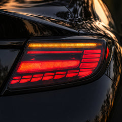2022-2026 Toyota GR86 / Subaru BRZ Sequential LED Tail Lights — smoked red halo installed detail - T-GR86-SR