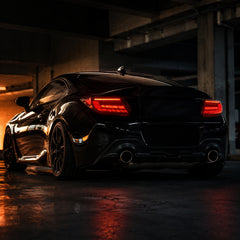 2022-2026 Toyota GR86 / Subaru BRZ Sequential LED Tail Lights — smoked red halo low angle rear - T-GR86-SR