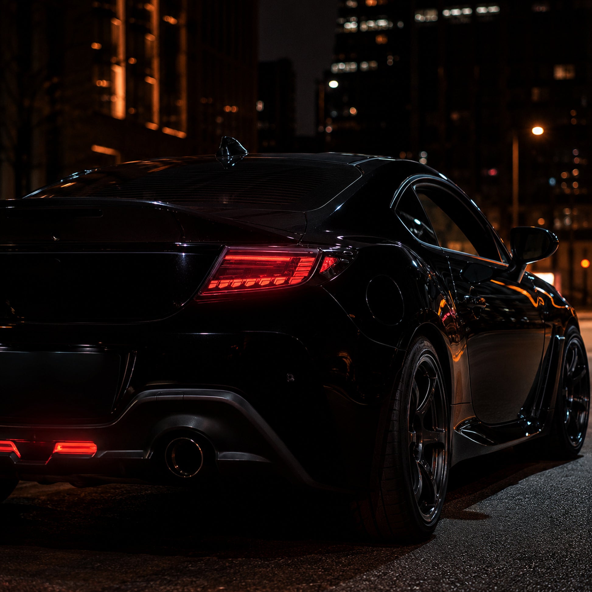 2022-2026 Toyota GR86 / Subaru BRZ Sequential LED Tail Lights — smoked red halo rear45 degree - T-GR86-SR