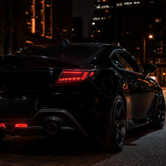 2022-2026 Toyota GR86 / Subaru BRZ Sequential LED Tail Lights — smoked red halo rear45 degree - T-GR86-SR