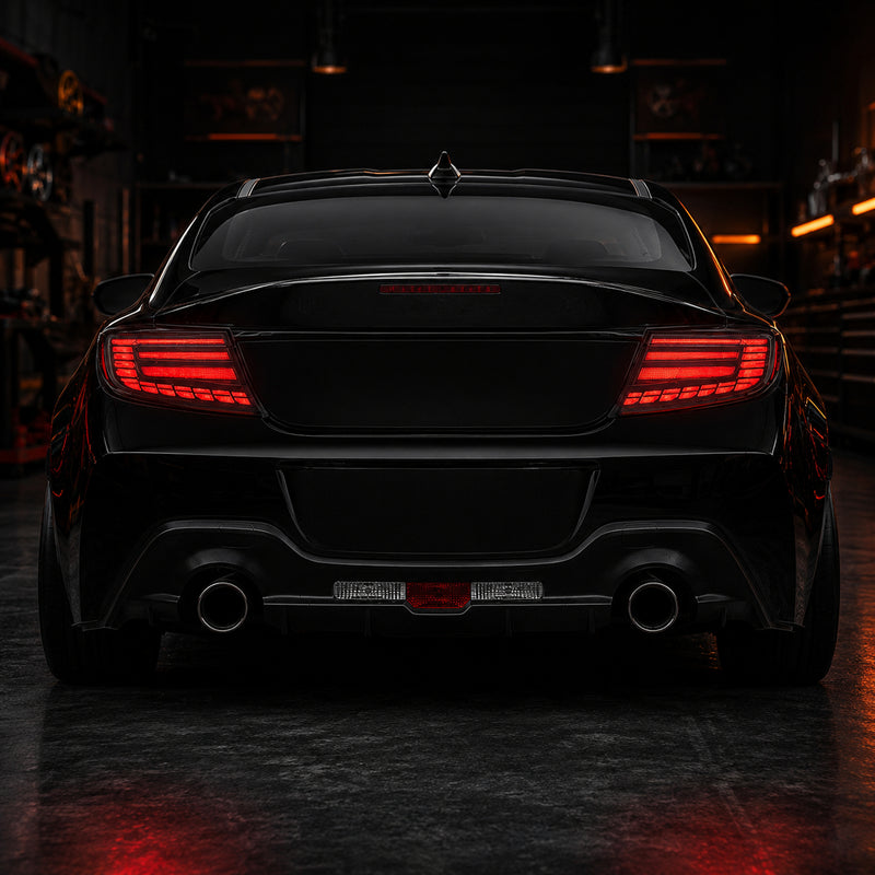 2022-2026 Toyota GR86 / Subaru BRZ Sequential LED Tail Lights — smoked red halo rear installed - T-GR86-SR