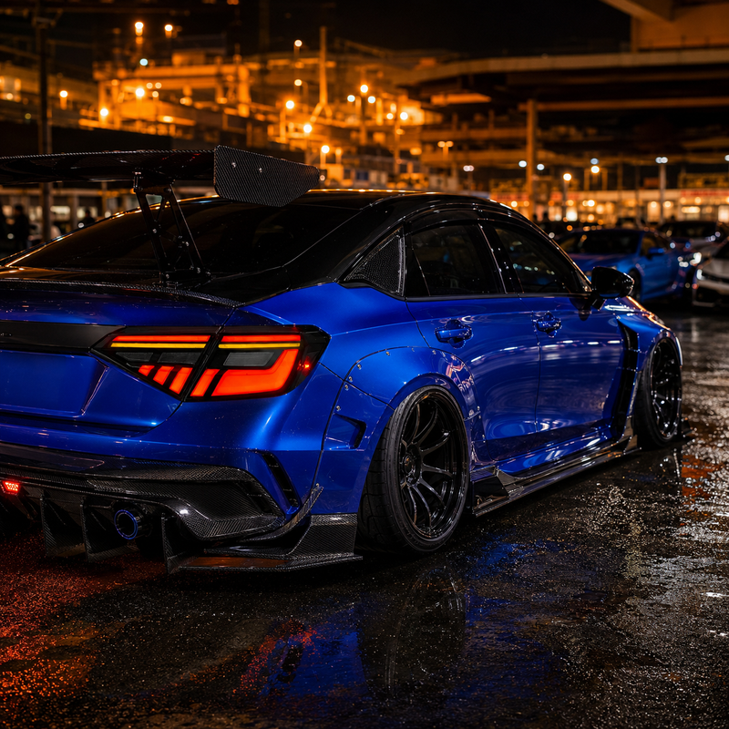 2022-2026 Honda Civic 11th Gen Sedan Sequential LED Tail Lights — smoked sequential LED car meet blue side rear 11 4dc6d0ab - T-CIV11-BL-SW