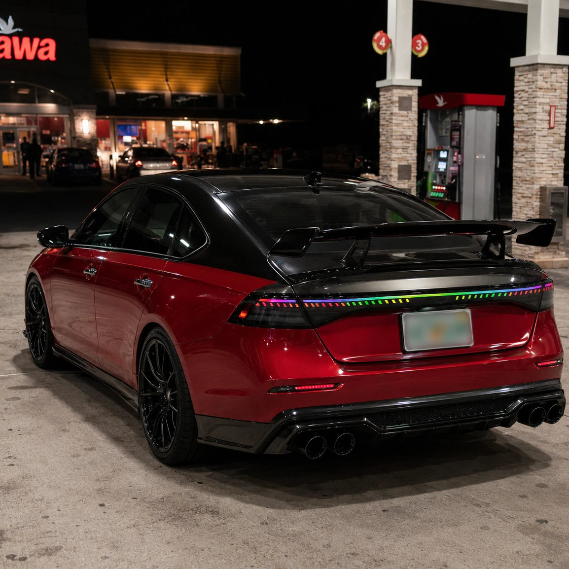 2023-2026 Honda Accord 11th Gen Sequential LED Tail Lights — street rear night view — T-ACC11-SRGB