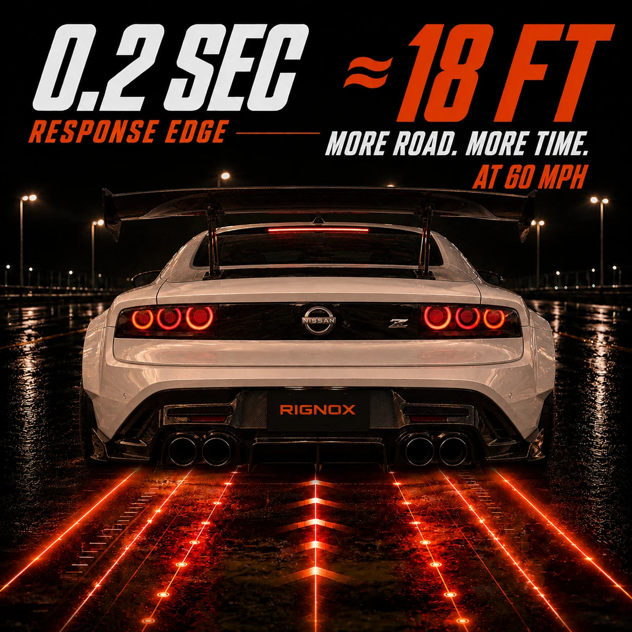 2023-2026 Nissan Z (400Z) RZ34 Triple Halo Sequential LED Tail Lights Assembly — brake response — 
T-400Z23-RGB