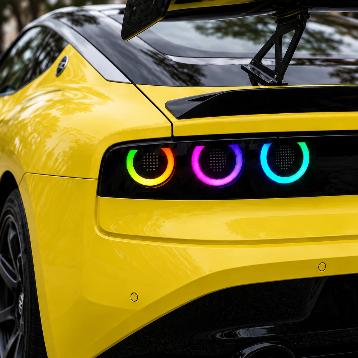 2023-2026 Nissan Z (400Z) RZ34 Triple Halo Sequential LED Tail Lights Assembly — rgb drl close-up — 
T-400Z23-RGB