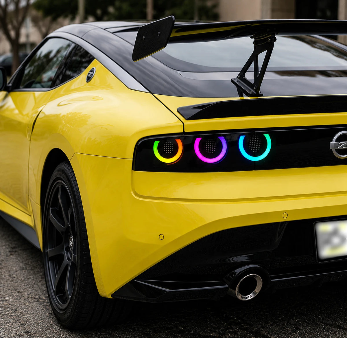 2023-2026 Nissan Z (400Z) RZ34 Triple Halo Sequential LED Tail Lights Assembly — rgb drl close-up — 
T-400Z23-RGB