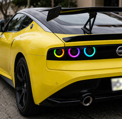 2023-2026 Nissan Z (400Z) RZ34 Triple Halo Sequential LED Tail Lights Assembly — rgb drl close-up — 
T-400Z23-RGB