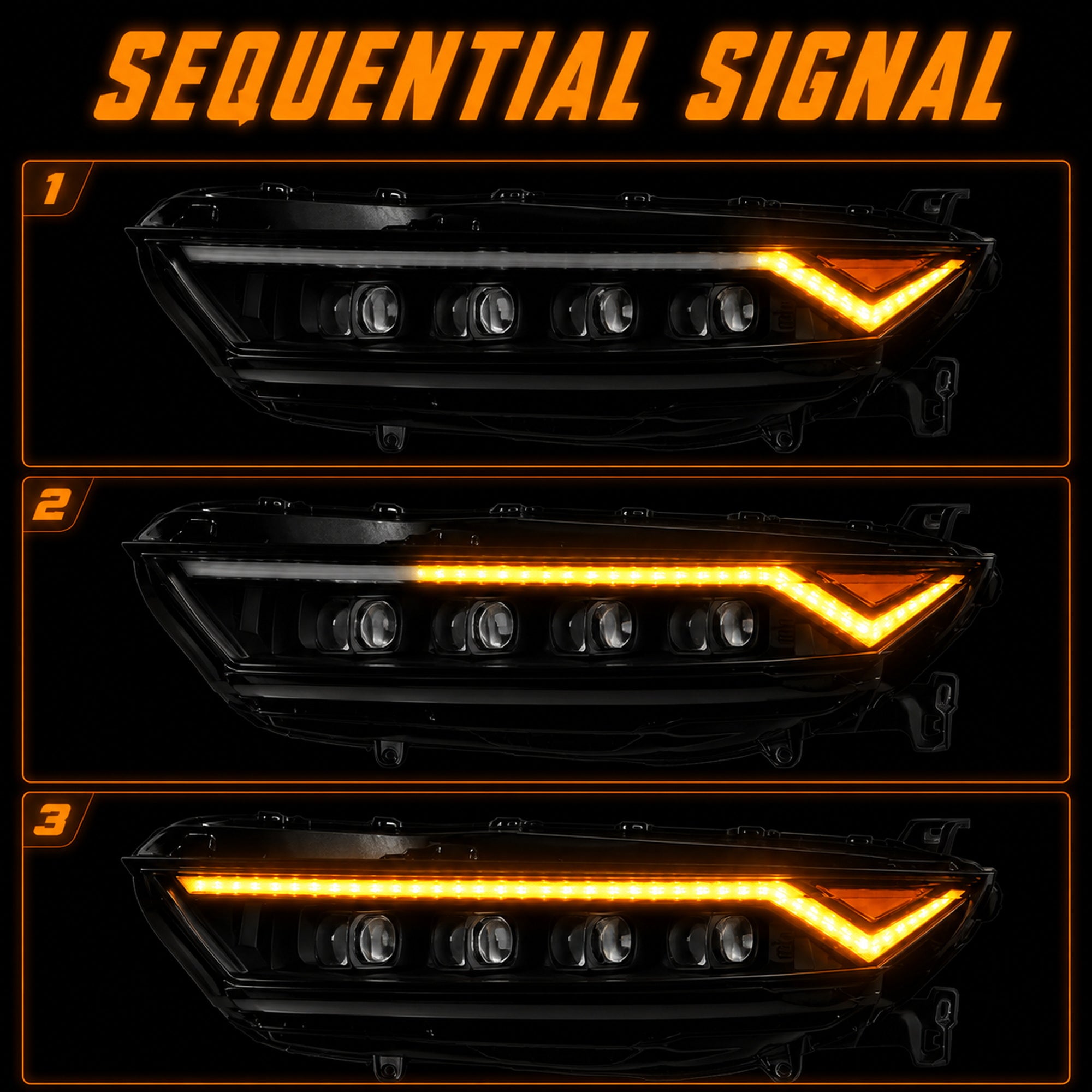 2023-2026 Honda Accord LED Quad Projector Headlights — smoked function sequential signal — H-ACC11