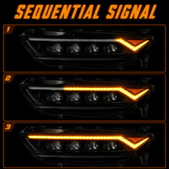 2023-2026 Honda Accord LED Quad Projector Headlights — smoked function sequential signal — H-ACC11