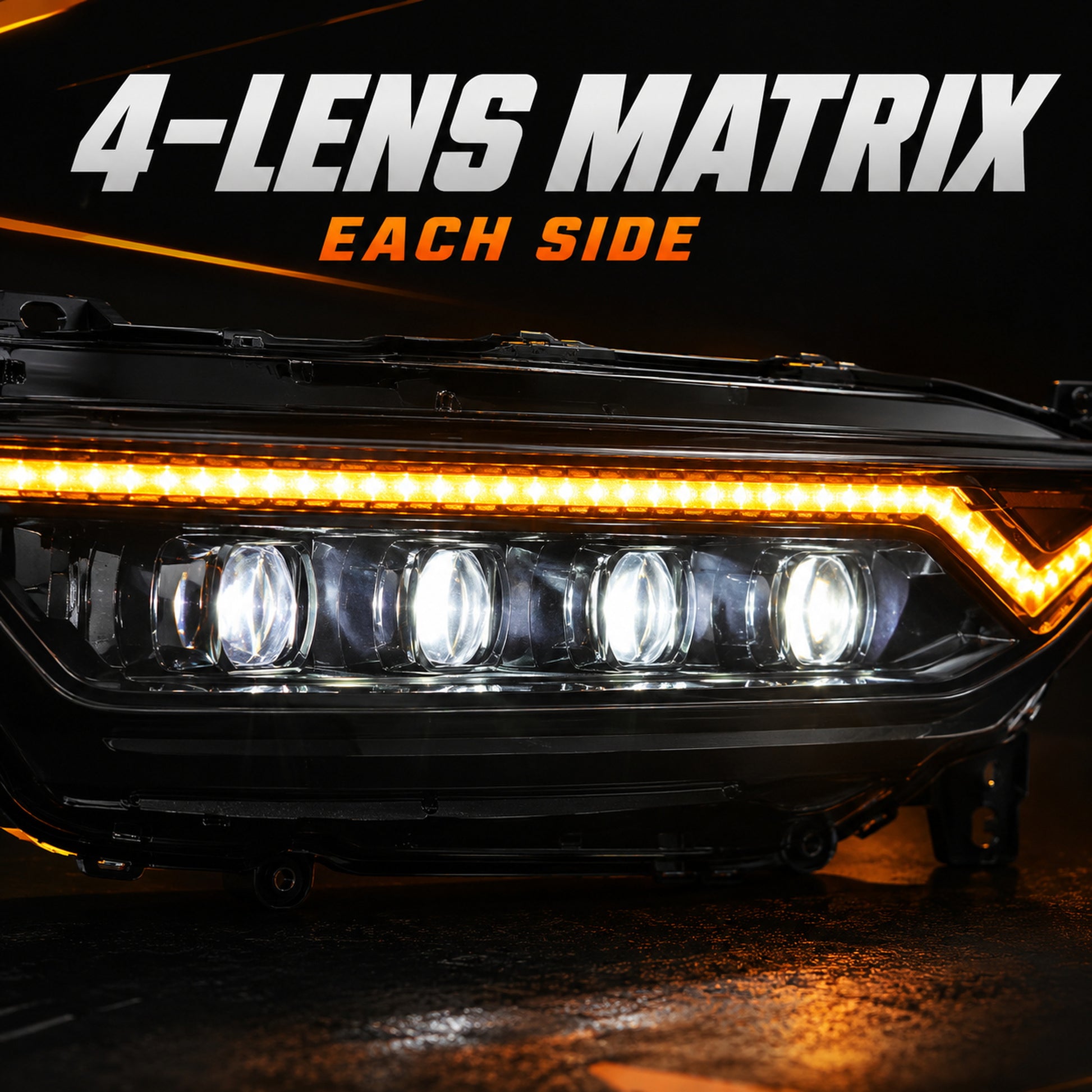 2023-2026 Honda Accord LED Quad Projector Headlights — smoked supplement4 lens matrix — H-ACC11