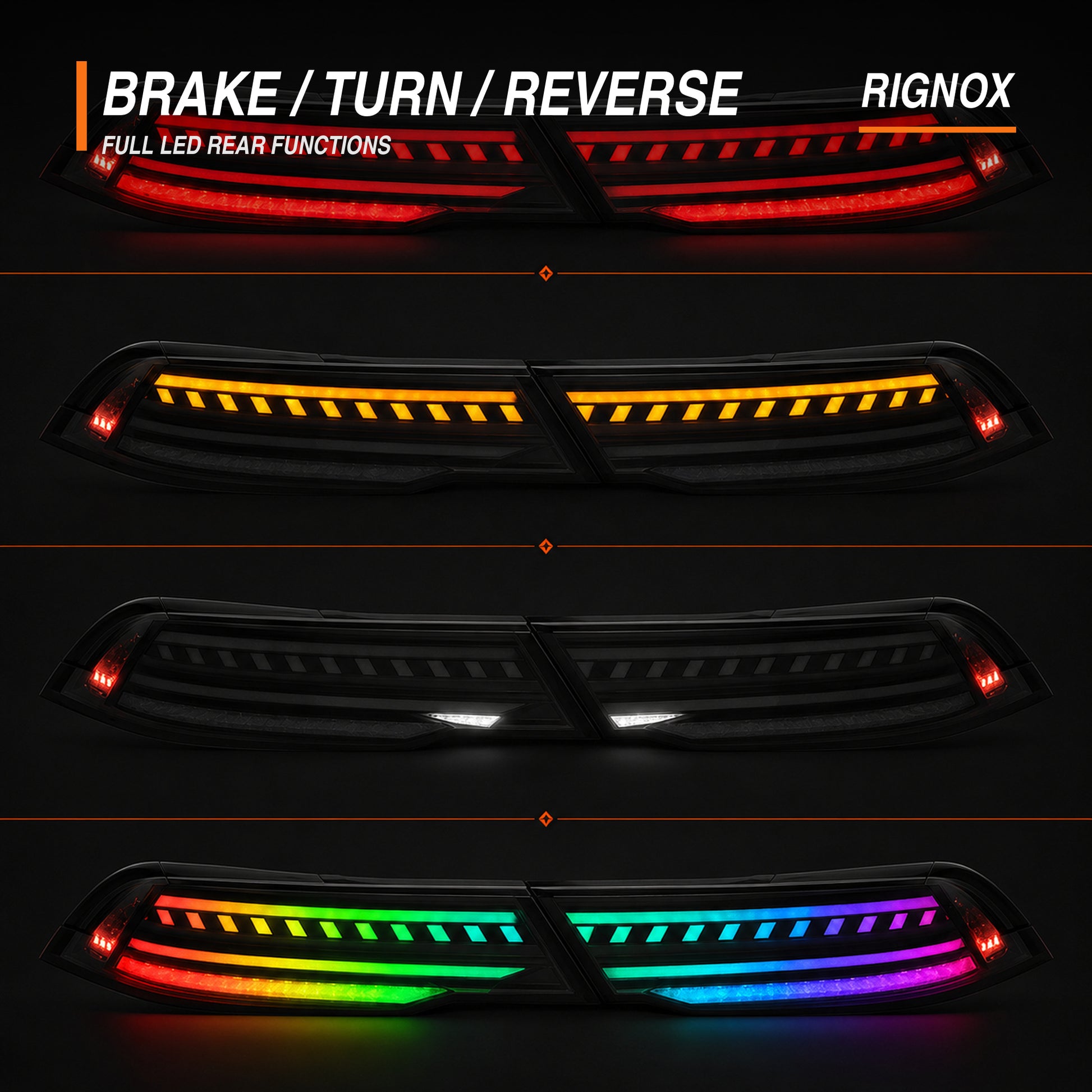 2023-2026 Honda Accord 11th Gen Sequential LED Tail Lights — RGB brake turn reverse11 - T-ACC11-SRGB