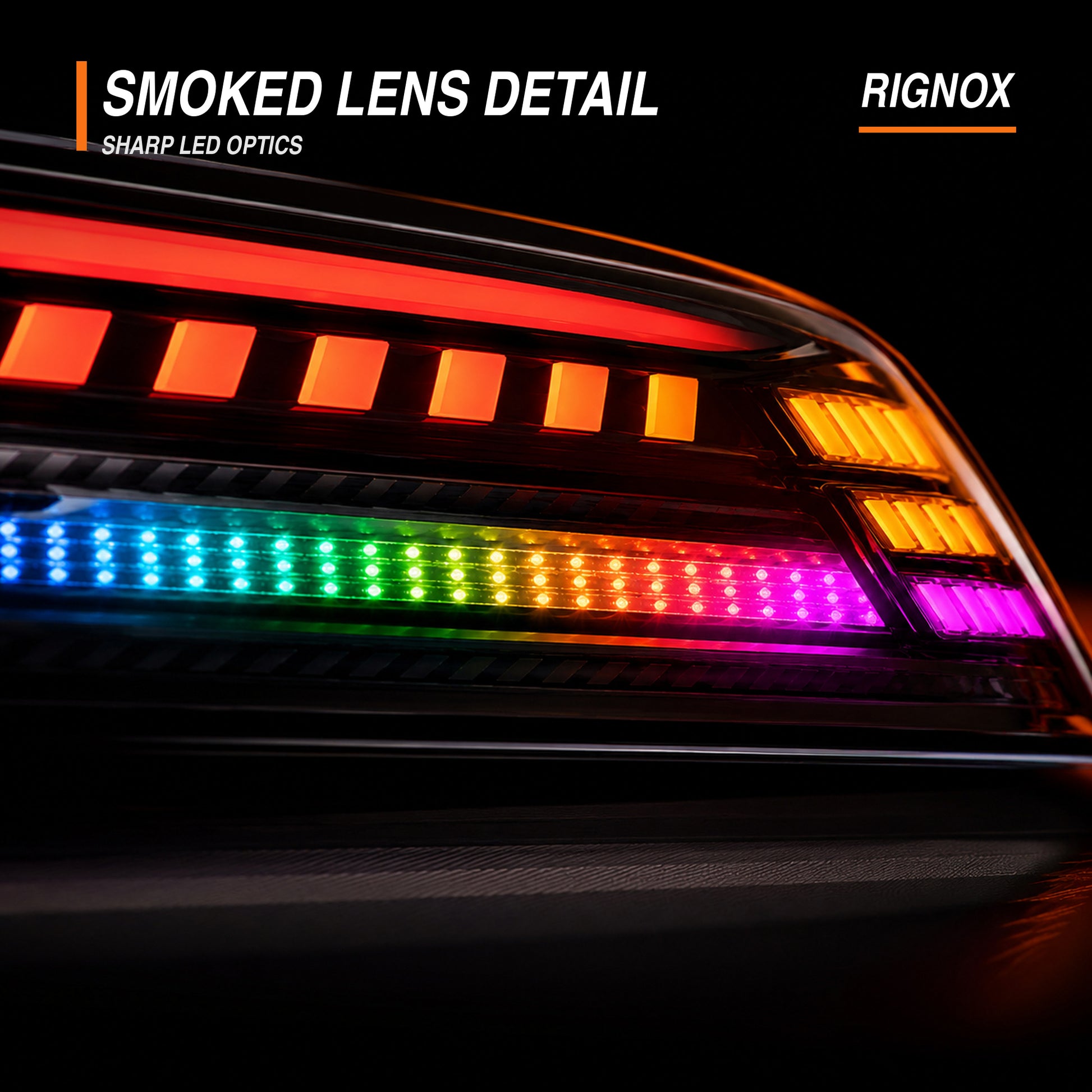 2023-2026 Honda Accord 11th Gen Sequential LED Tail Lights — RGB lens close up16 - T-ACC11-SRGB