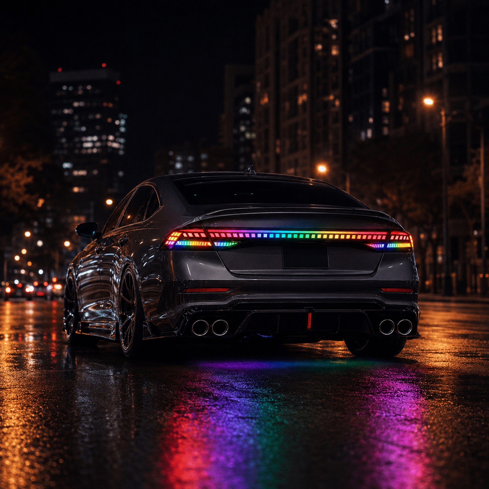 2023-2026 Honda Accord 11th Gen Sequential LED Tail Lights — RGB street night07 - T-ACC11-SRGB