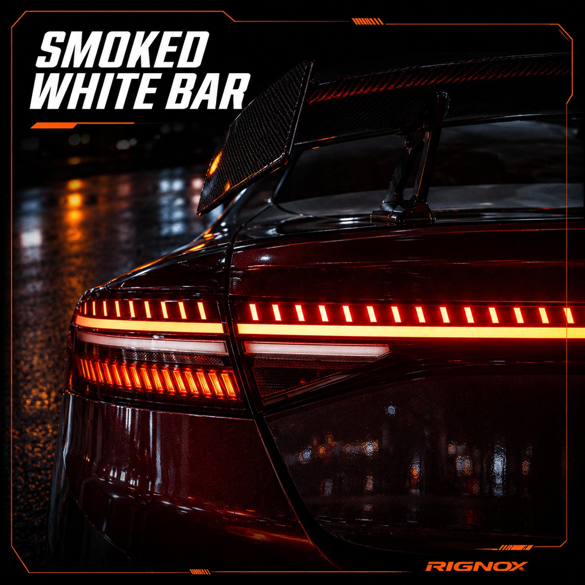 2023-2026 Honda Accord 11th Gen Sequential LED Tail Lights — smoked white close detail - T-ACC11-SW