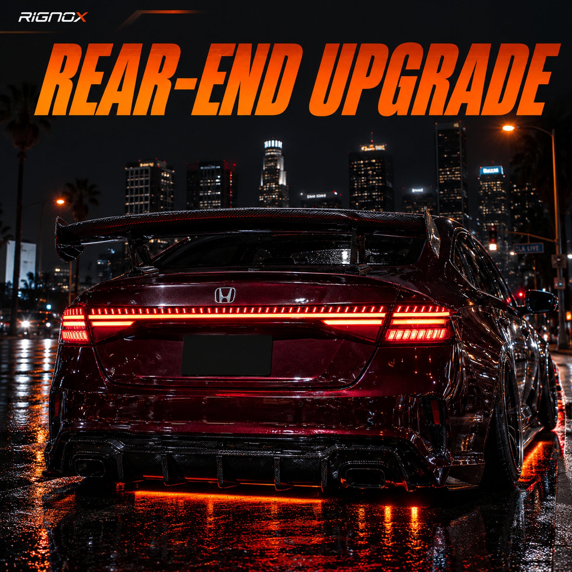 2023-2026 Honda Accord 11th Gen Sequential LED Tail Lights — smoked white installed rear view - T-ACC11-SW