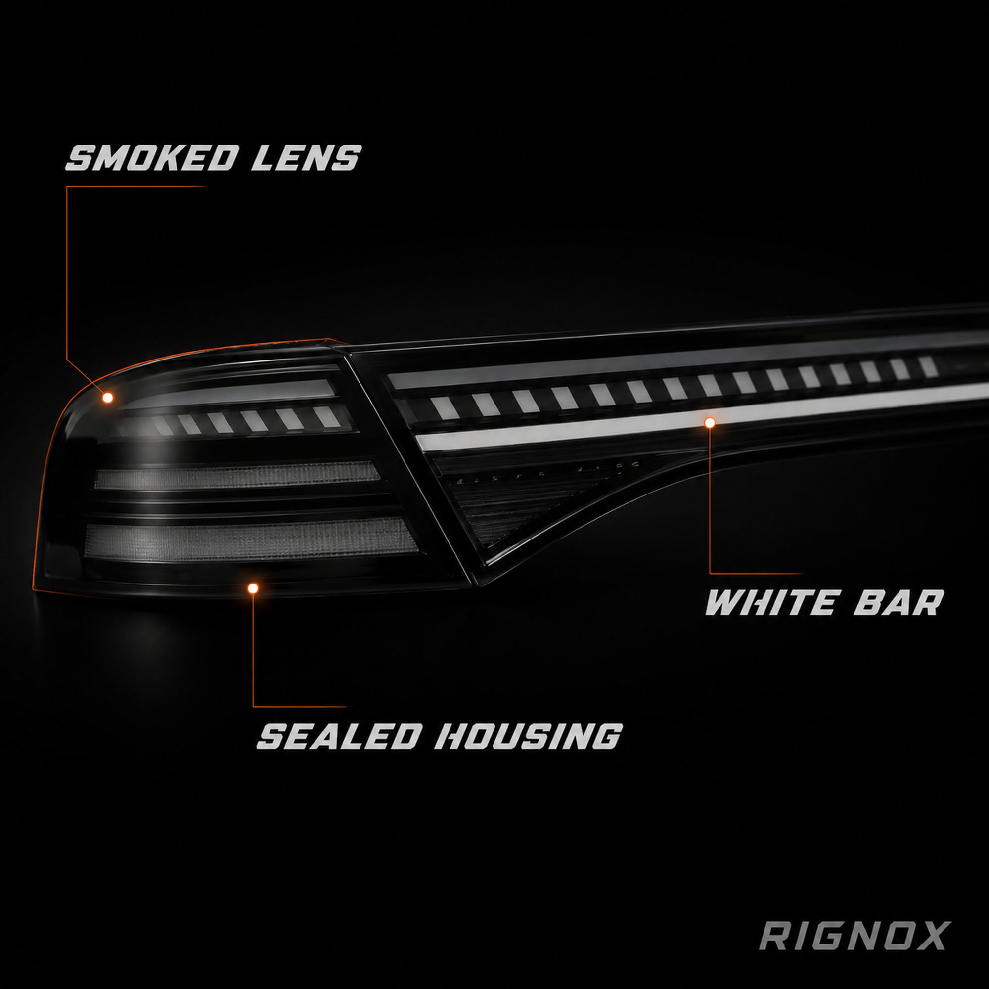 2023-2026 Honda Accord 11th Gen Sequential LED Tail Lights — smoked white lens detail - T-ACC11-SW