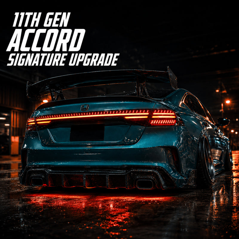 2023-2026 Honda Accord 11th Gen Sequential LED Tail Lights — smoked red LED low angle rear - T-ACC11-SR