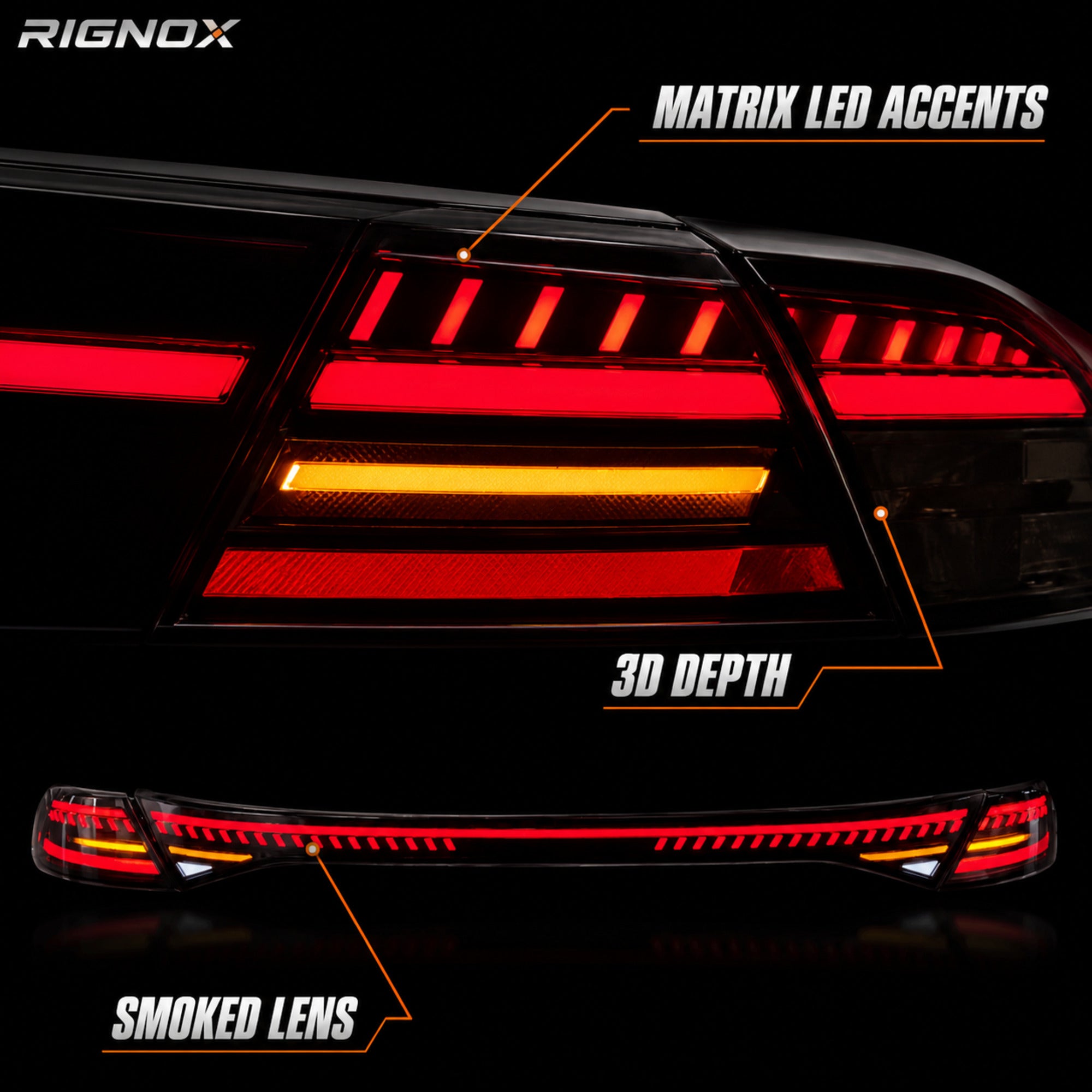 2023-2026 Honda Accord 11th Gen Sequential LED Tail Lights — smoked red LED matrix leddetail - T-ACC11-SR