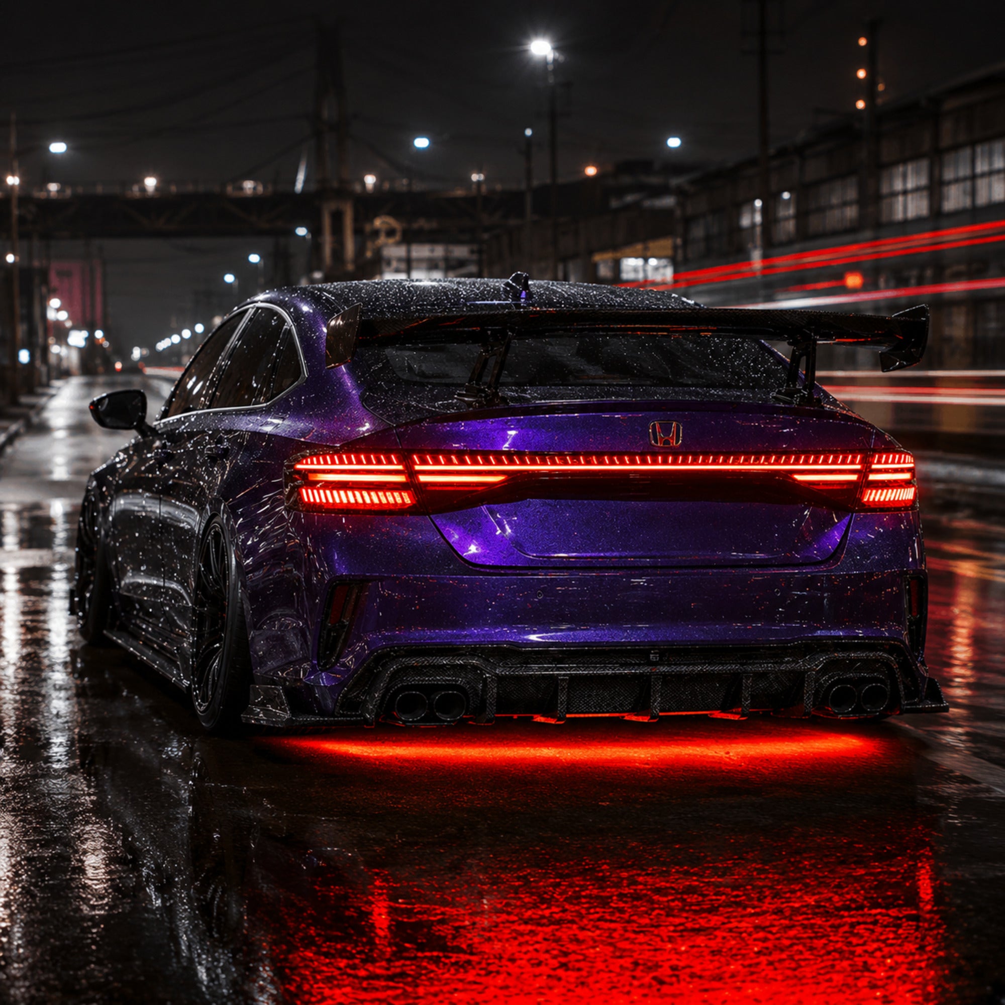 2023-2026 Honda Accord 11th Gen Sequential LED Tail Lights — smoked red LED night dynamic motion - T-ACC11-SR