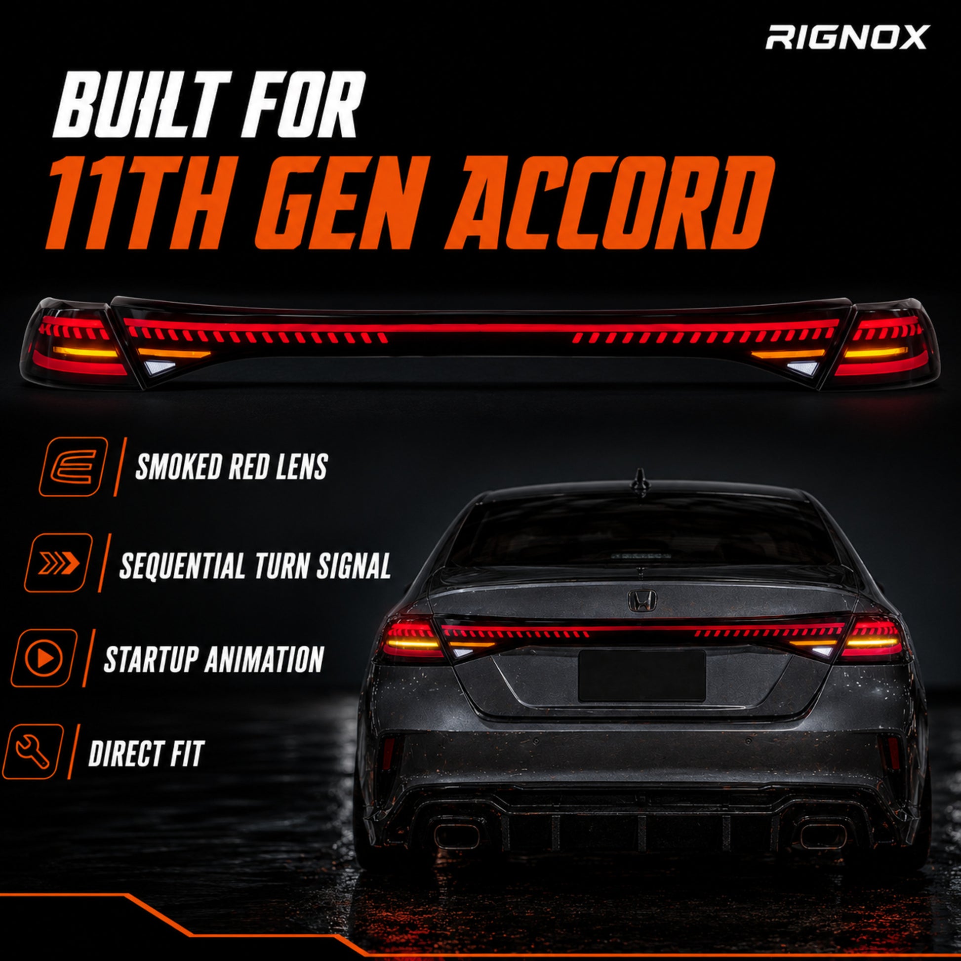 2023-2026 Honda Accord 11th Gen Sequential LED Tail Lights — smoked red LED selling points summary - T-ACC11-SR