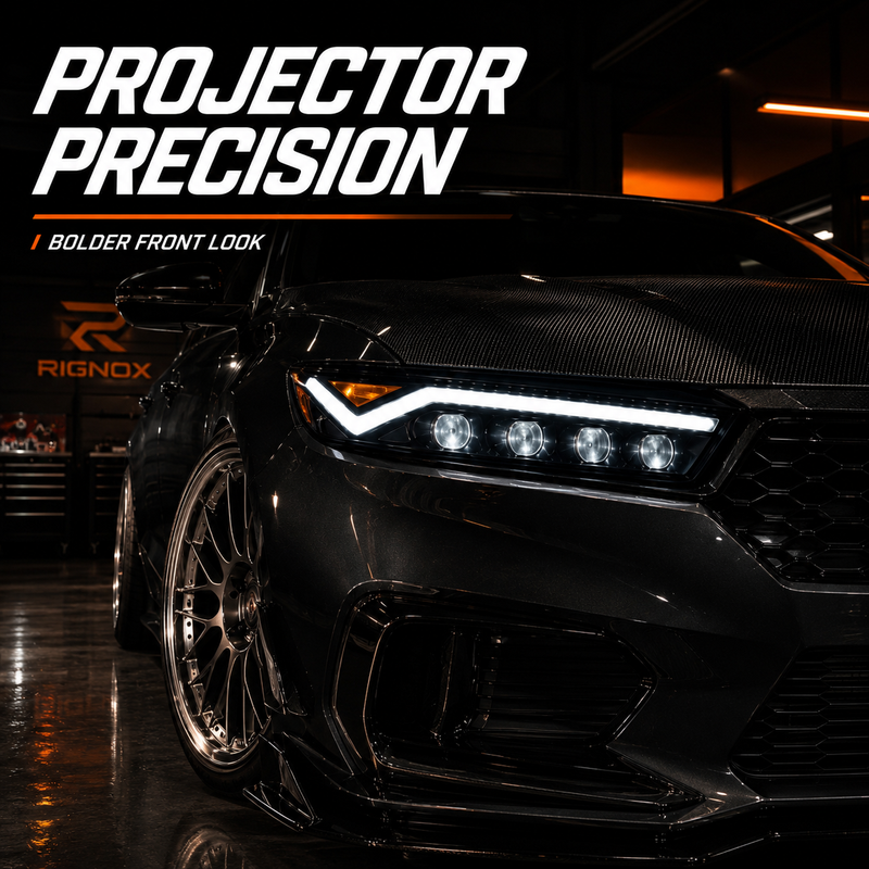 2023-2026 Honda Accord LED Quad Projector Headlights — projector LED garage detail — H-ACC11