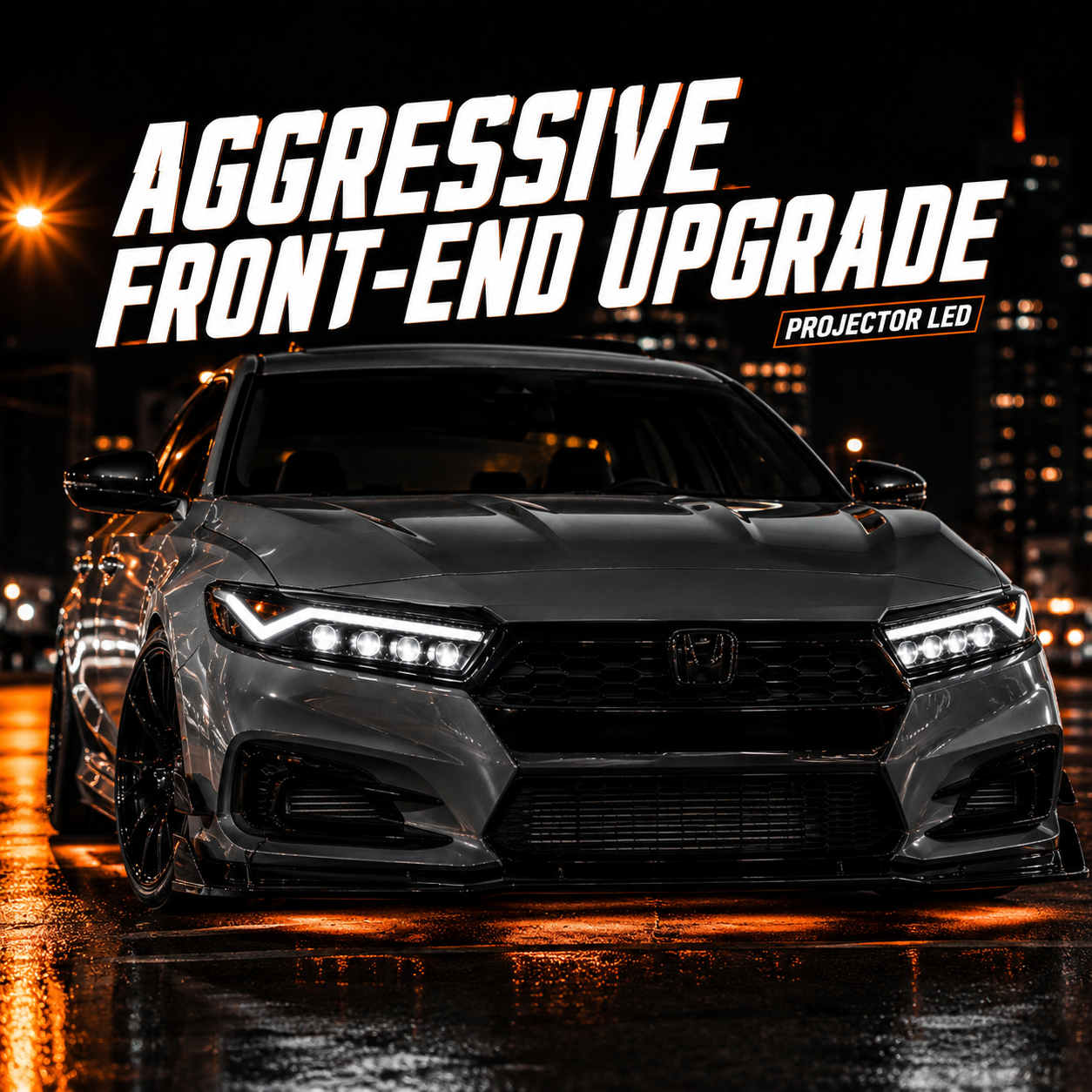 2023-2026 Honda Accord LED Quad Projector Headlights — projector LED installed front view — H-ACC11