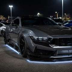 2024-2026 Ford Mustang S650 LED Triple Projector Headlights — gloss black scene02 - H-MUS24-CH