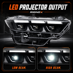 2024-2026 Ford Mustang S650 LED Triple Projector Headlights — gloss black trim low high beam 10 b7f393a0 19a5 46b7 a1a7 - H-MUS24-BK