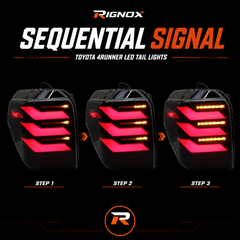 2010-2024 Toyota 4Runner Sequential LED Tail Lights — smoked sequential signal function - T-4RN10-SR