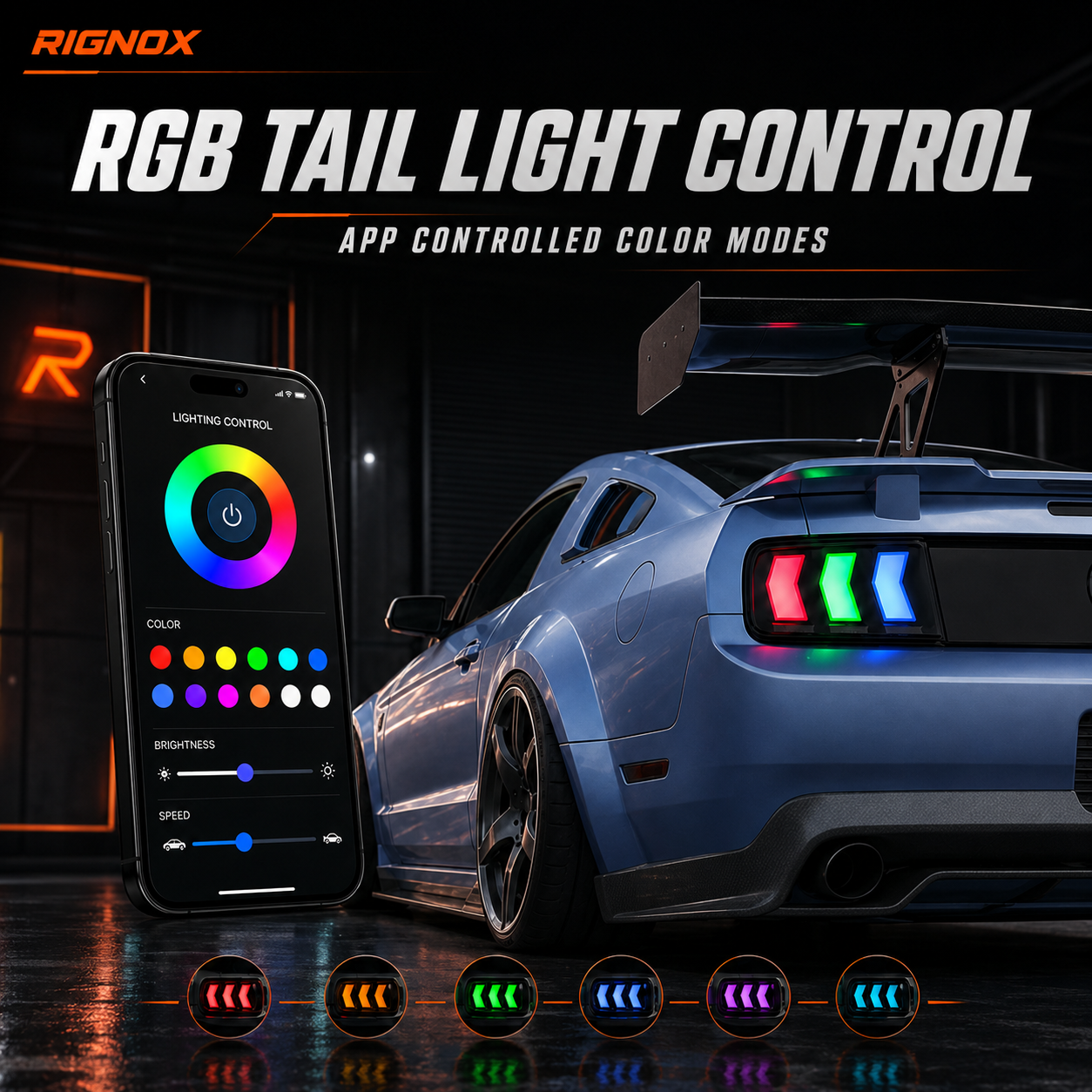 2005-2009 Ford Mustang Sequential LED Tail Lights — product view 25 - T-MUS05-RGB