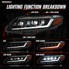 2006-2011 Honda Civic 8th Gen Sedan LED Multi Projector Headlights — product view 16 - H-CIV8-4P