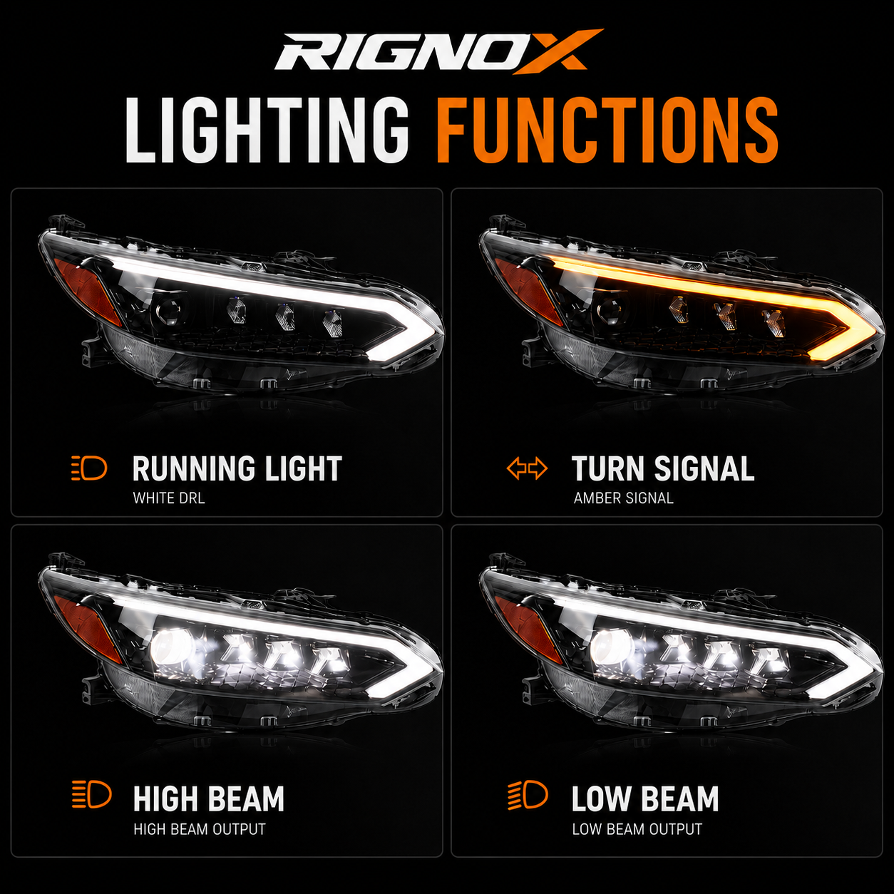 2020-2025 Nissan Sentra LED Projector Headlights — product view 4 - H-SEN20-Y