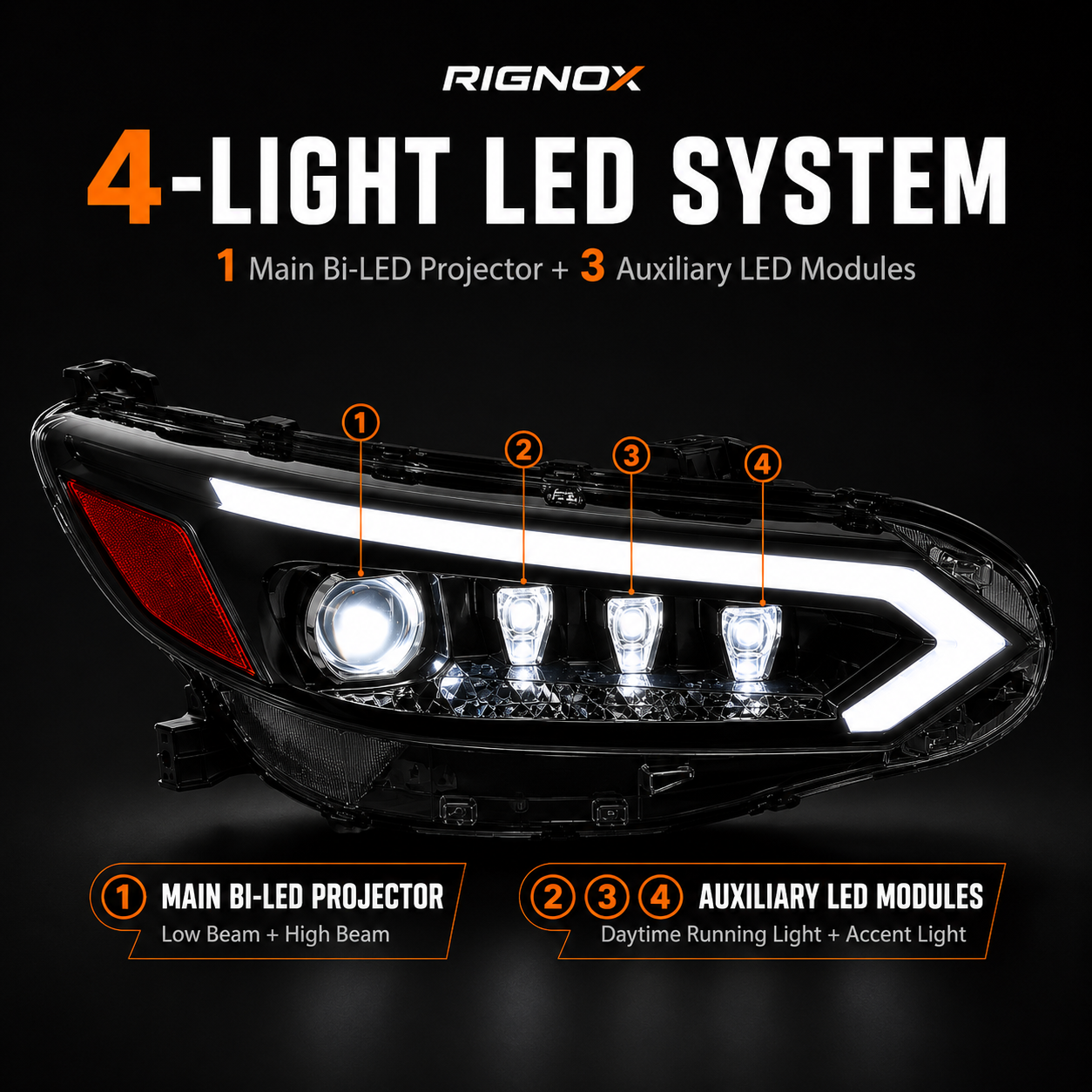 2020-2025 Nissan Sentra LED Projector Headlights — product view 8 - H-SEN20-Y
