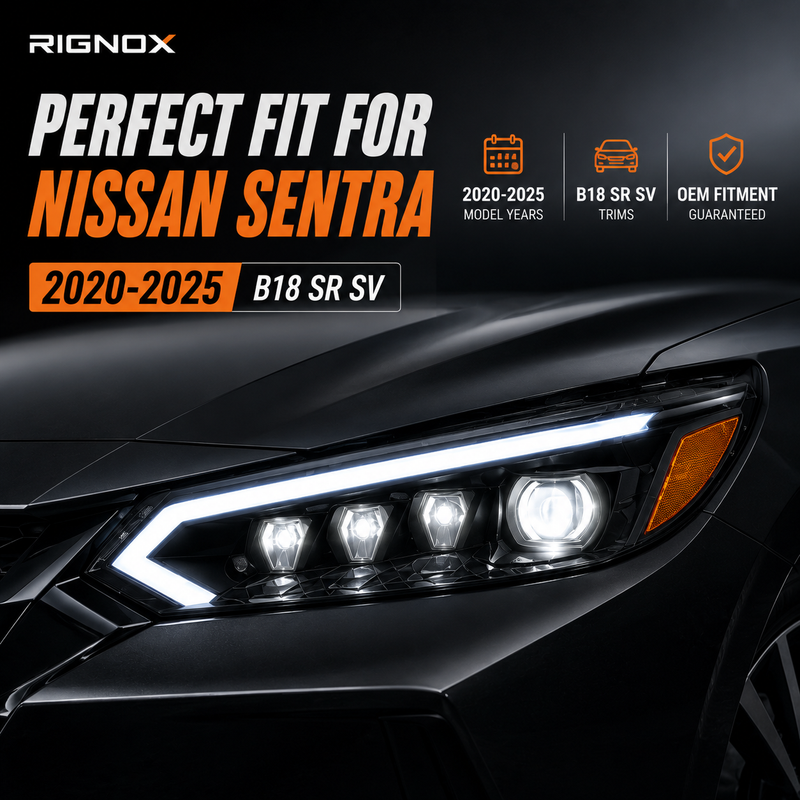 2020-2025 Nissan Sentra LED Projector Headlights — product view 40 - H-SEN20-RGBY