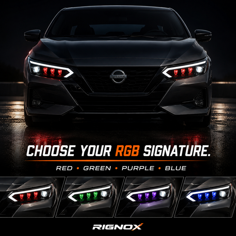 2020-2025 Nissan Sentra LED Projector Headlights — product view 37 - H-SEN20-RGBY