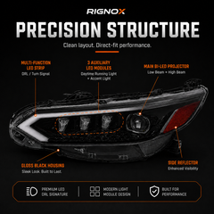 2020-2025 Nissan Sentra LED Projector Headlights — product view 46 - H-SEN20-RGBY