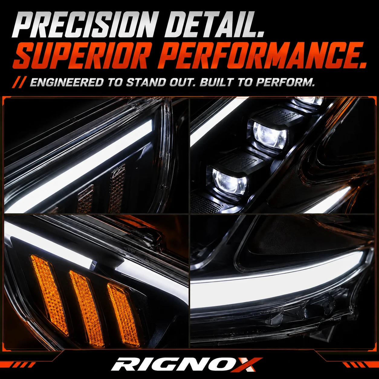 2008-2021 Nissan 370Z Z34 LED Triple Projector Headlights — detail view — H-370Z08-RGB