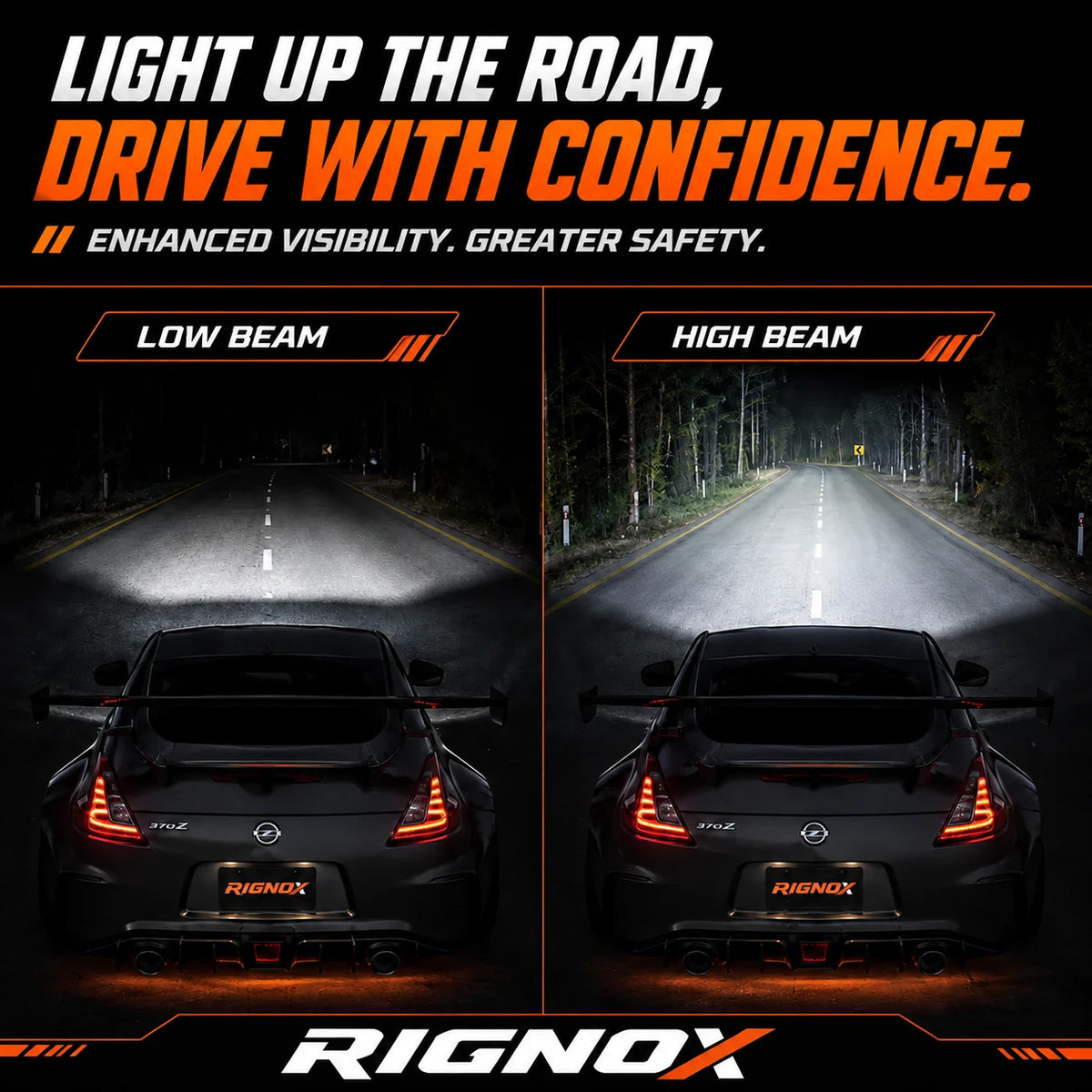 2008-2021 Nissan 370Z Z34 LED Triple Projector Headlights — lighting effect 2 — H-370Z08-RGB
