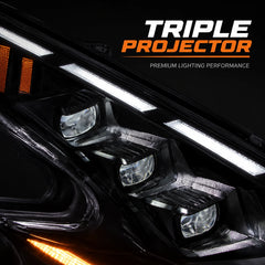 2008-2021 Nissan 370Z Z34 LED Triple Projector Headlights — projector lens detail — H-370Z08-RGB