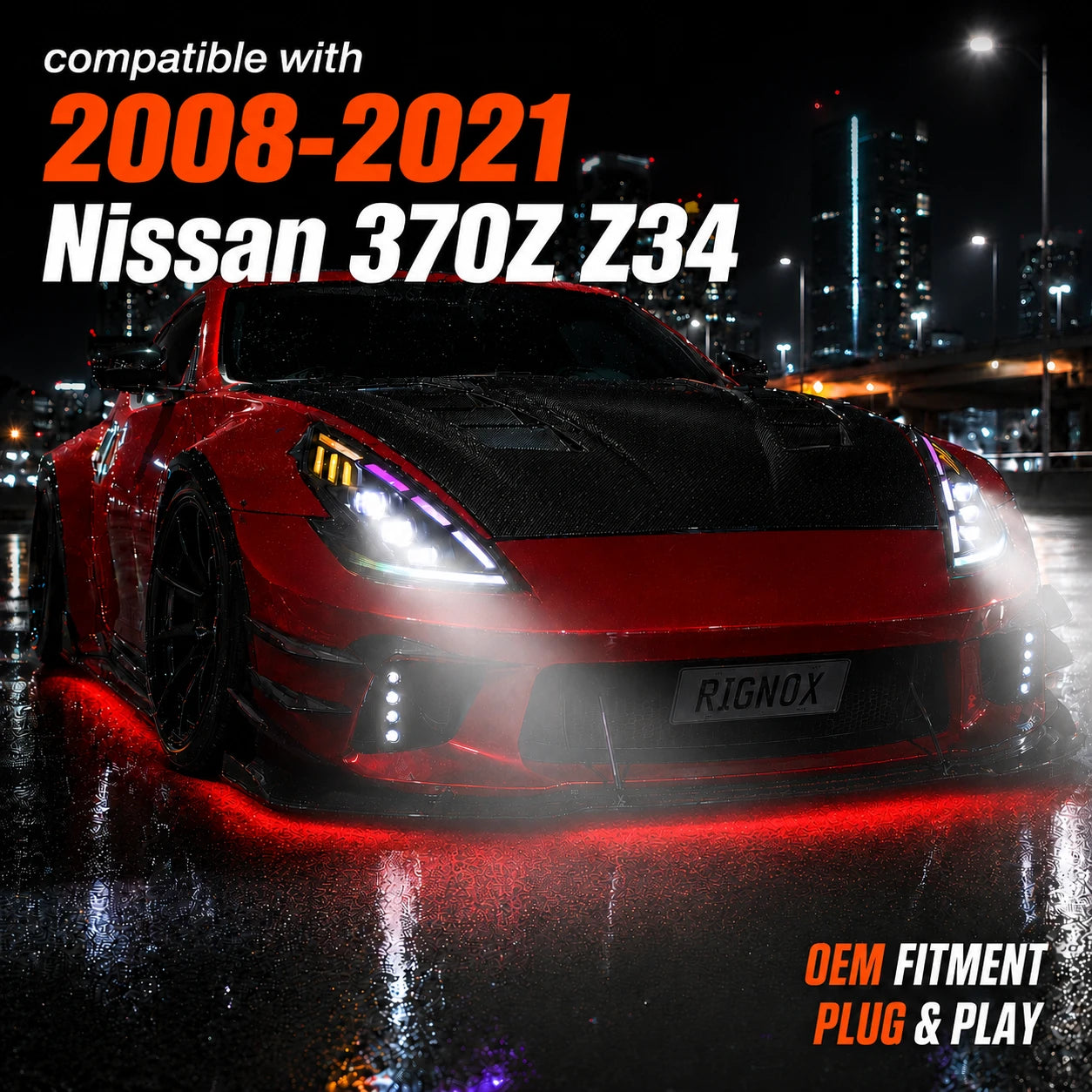 2008-2021 Nissan 370Z Z34 LED Triple Projector Headlights — H-370Z08-RGB