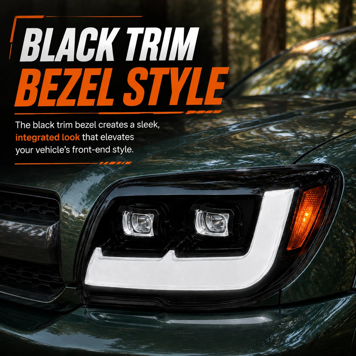 2006-2009 Toyota 4Runner LED Dual Projector Headlights — close-up — H-4RN06-BK