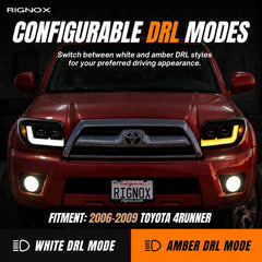 2006-2009 Toyota 4Runner LED Dual Projector Headlights — dual color DRL 1 — H-4RN06-BK