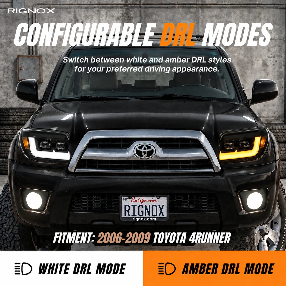 2006-2009 Toyota 4Runner LED Dual Projector Headlights — dual color DRL 1 — H-4RN06-CH