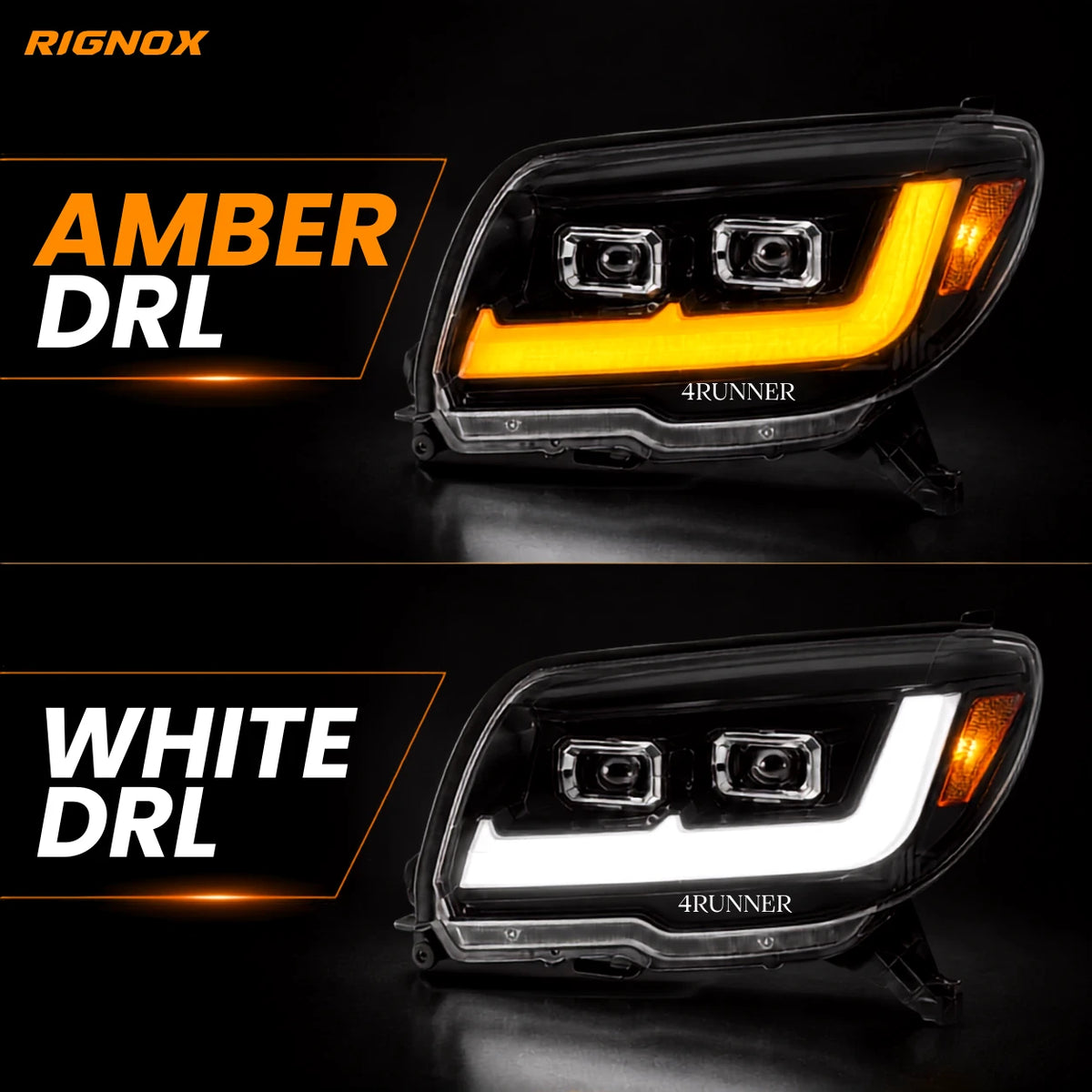 2006-2009 Toyota 4Runner LED Dual Projector Headlights — dual color DRL 2 — H-4RN06-CH